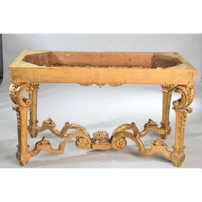 TABLE A GIBIER LOUIS XIV en bois doré et...
