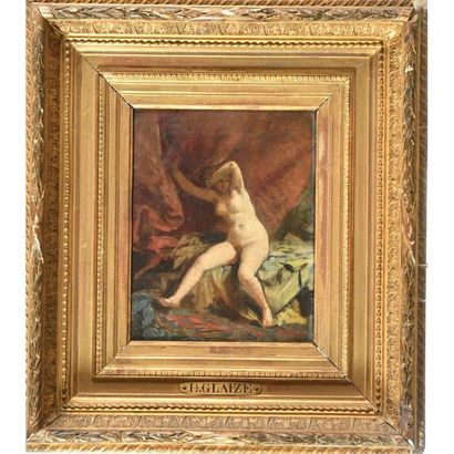 GLAIZE Léon. (1842-1932). « Nu sur une draperie »....