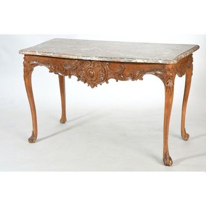 TABLE A GIBIER LOUIS XV en bois naturel mouluré...