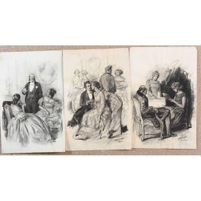 JONAS Lucien. (1880-1947). Suite de 3 dessins...