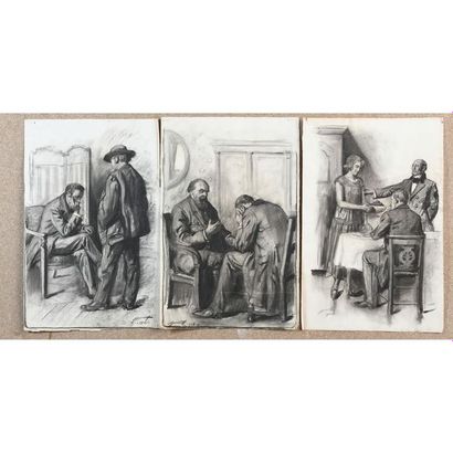 JONAS Lucien. (1880-1947). Suite de 3 dessins...