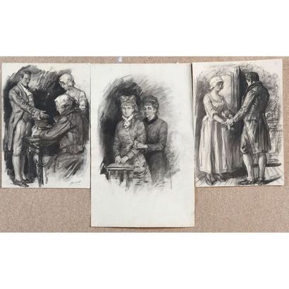 JONAS Lucien. (1880-1947). Suite de 3 dessins...