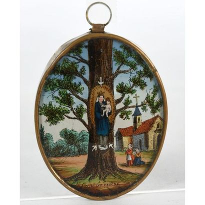 PETITE MINIATURE pendentif peinte représentant...