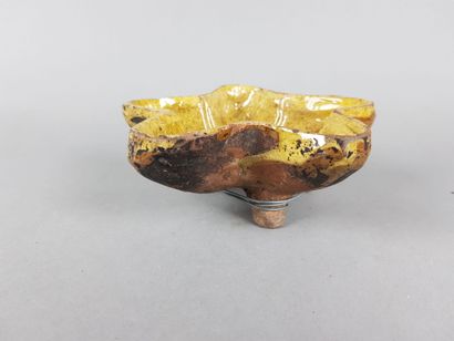 Antique yellow glazed earthenware cake mould...