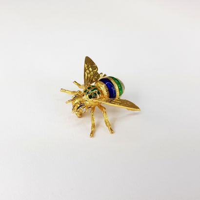 Yellow gold 750 ‰ bee-shaped brooch, the...