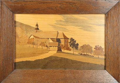 SPINDLER - MARQUETRY signed lower right 
