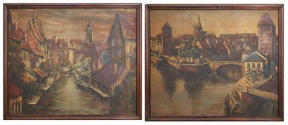 BESS R. (XXth) - TWO LARGE OIL PICTURES on...