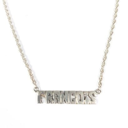 Silver necklace with rope link, centered...
