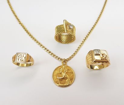 Lot of yellow gold jewelry 750 ‰, consisting...