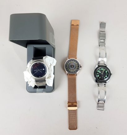 THREE WATCHES one with a dial showing the...