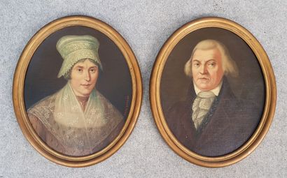 Hanging of OIL on oval canvases marouflaged...