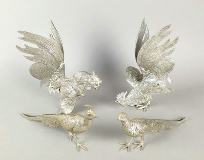 FOUR silver plated metal SUBJECTS representing...