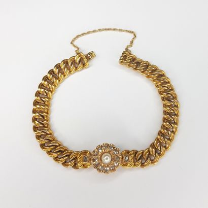 BRACELET in yellow gold 750 ‰ with American...
