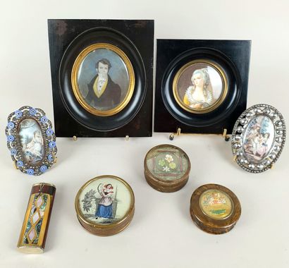 LOT including four framed miniatures (Dimension...