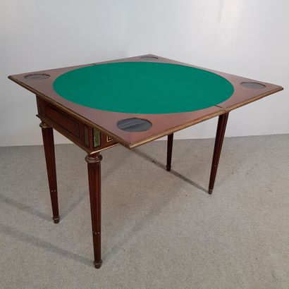 GAME TABLE in the Louis XVI style with inlaid...