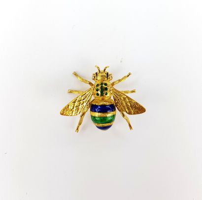 Yellow gold 750 ‰ bee-shaped brooch, the...