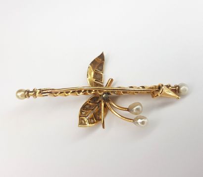 Twisted BARRETTE, in yellow gold 750 ‰ and...