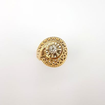 Pink gold 750 ‰ and platinum openwork dome...