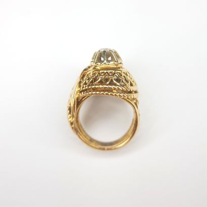 Pink gold 750 ‰ and platinum openwork dome...