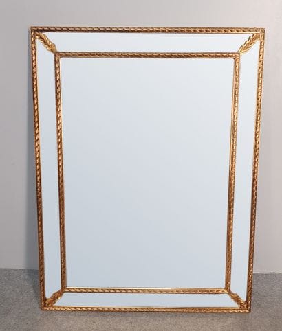 Rectangular mirror with glazing, gilded decoration,...