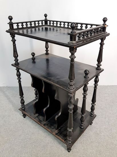 Rectangular shelf on a blackened and turned...