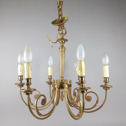A Louis XVI style bronze LUSTRE with six...