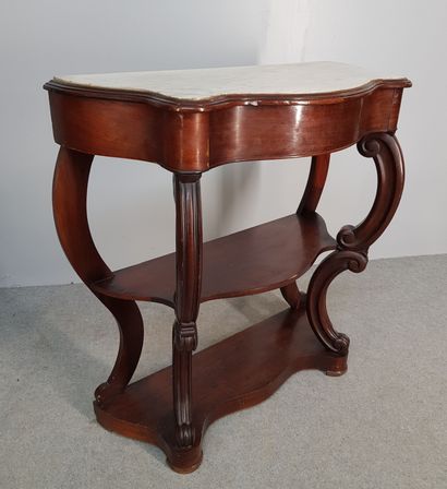 Mahogany and mahogany veneer CONSOLE topped...