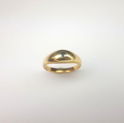 Yellow gold 750 ‰ ring set with a diamond,...