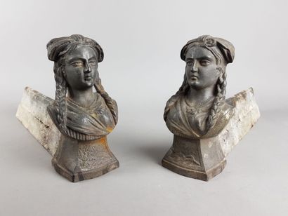 Pair of cast iron CHENETS 