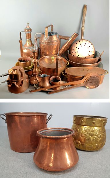 LOT of copper : ice mould, watering can,...