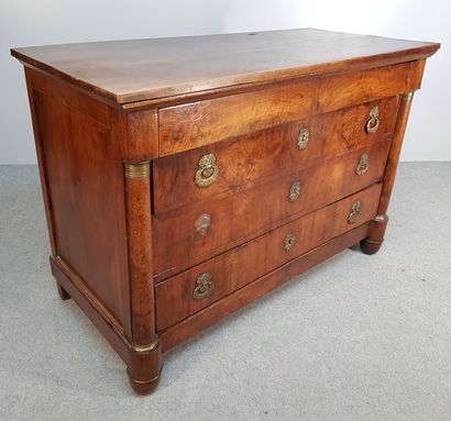 COMMODE Empire en noyer et placage de noyer...