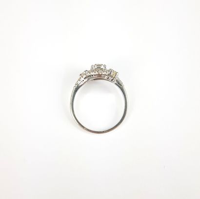 RING in platinum, set with a brilliant cut...