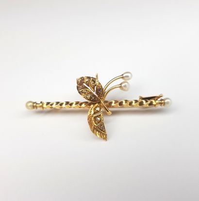 Twisted BARRETTE, in yellow gold 750 ‰ and...