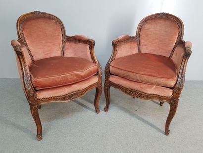 Pair of Louis XV style shepherd's chairs...
