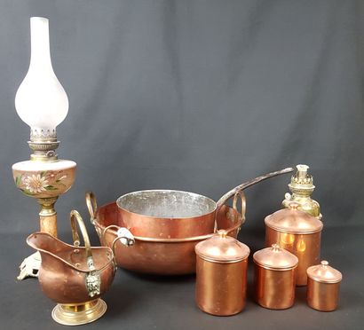 TWO kerosene lamps (the largest H 58 cm)...