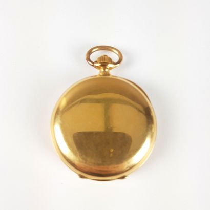 MONTRE savonnette en or jaune 750 ‰, à remontoir...