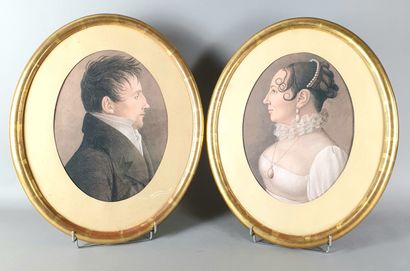 TWO PASTELS forming a counterpart showing...