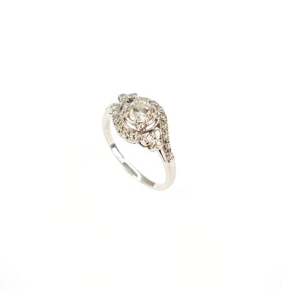 RING in platinum, set with a brilliant cut...