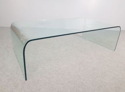 Glass bridge table. H 38 x W 130 x D 69 cm...
