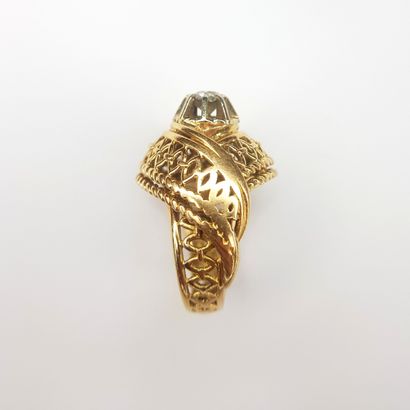 Pink gold 750 ‰ and platinum openwork dome...