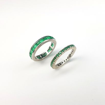 Two ALLIANCES, one in platinum set with square...