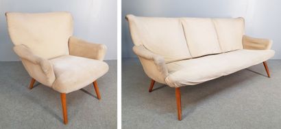 LIVING ROOM upholstered in ivory velvet including...