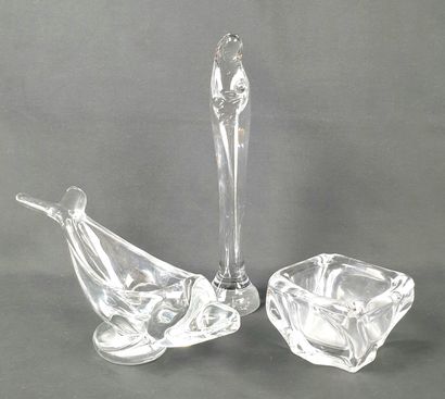 DAUM France - TWO OBJECTS in clear crystal,...