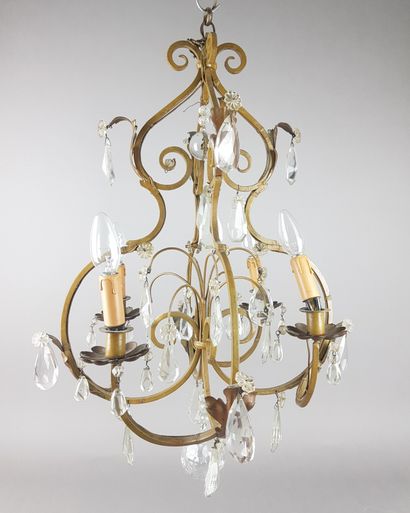 LIGHTNING cage in wrought iron and pampilles,...