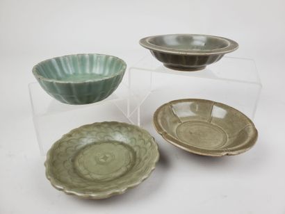 CHINA, Ming period
Three celadon-glazed ceramic...