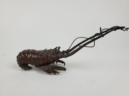 ASIAN ARTS
Two brown patina bronze okimonos...