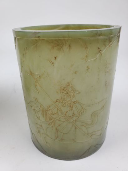 CHINA, circa 1900
Lot comprising two serpentine...