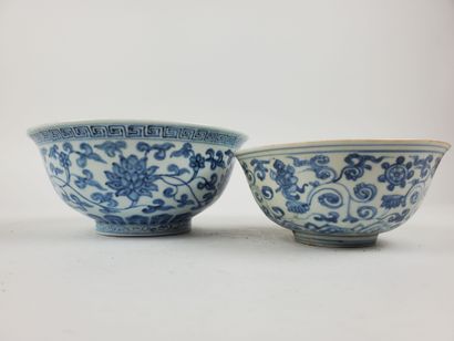 CHINA, Qing period
Two blue-white porcelain...