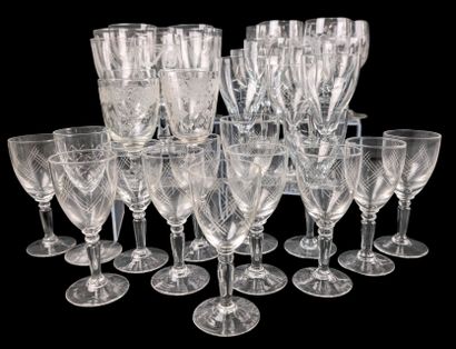 GLASSWARE
Parts of mismatched glass services,...