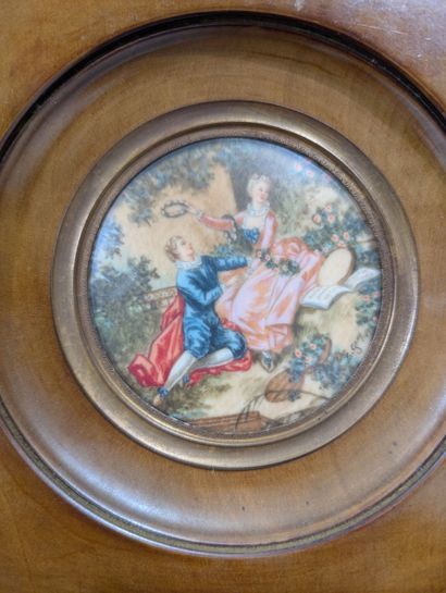 ÉCOLE du XIXe siècle, 4 œuvres :
- Deux miniatures...